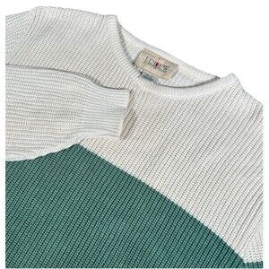 J. Crew Factory White and Green Crewneck Sweater